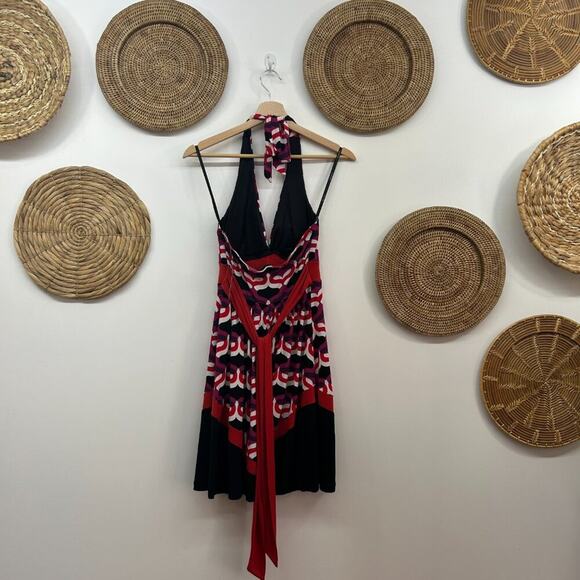 NWT Vintage Y2K 2000s My Michelle Colorful Tie Back Halter Mini Dress Small - Picture 3 of 7